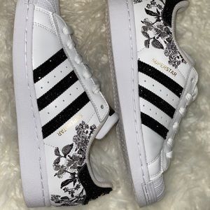 Adidas superstar sneakers w embroidery & bling